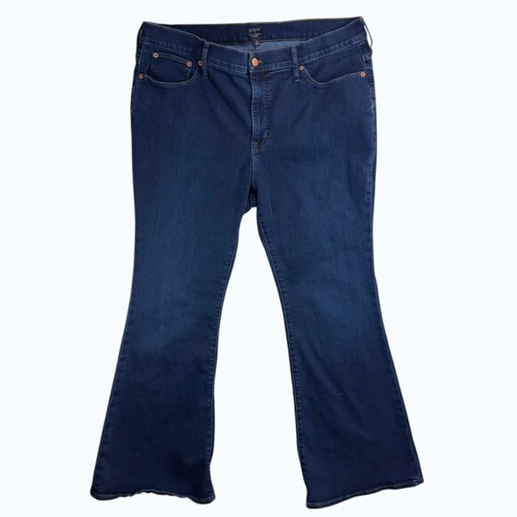 J. Crew Denim - J.Crew 33X32 Full Length Flare Jean Dark Wash Stretch Denim High Rise Classic